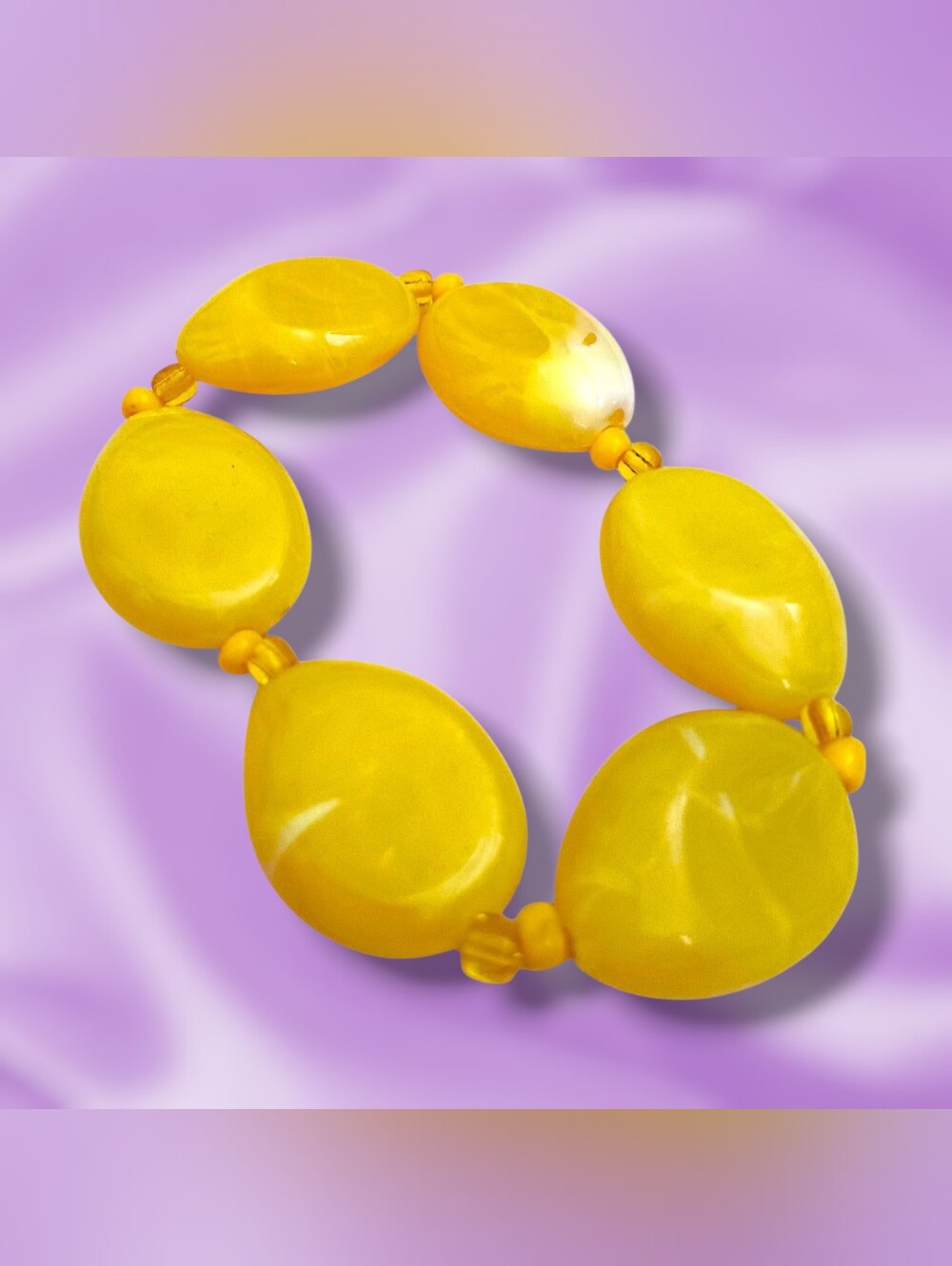 Vibrant Chunky Marble Sunny Yellow Stretch Bracelet